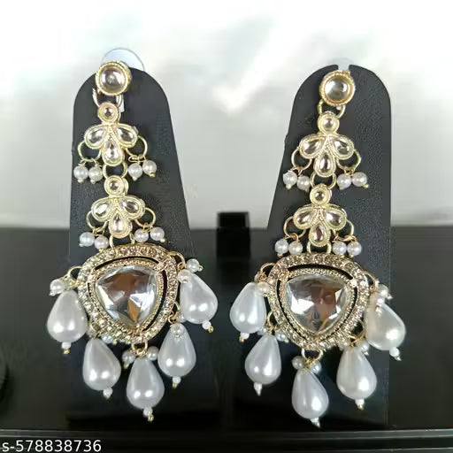 White Beads and Stone Long Necklace New Latest design