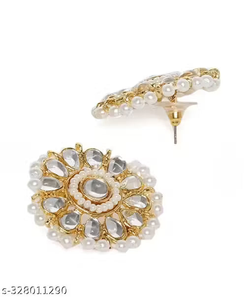 Gold Plated Traditional Pearl & Kundan Studded Choker Necklace Jewellery Set For Women And Girls