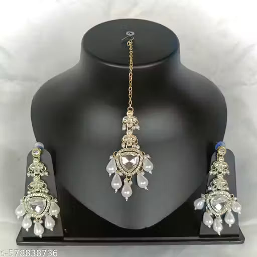 White Beads and Stone Long Necklace New Latest design