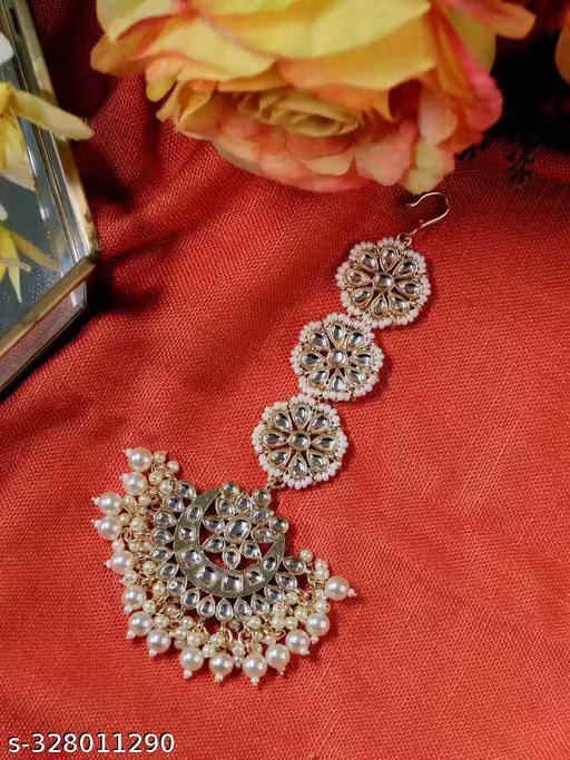Gold Plated Traditional Pearl & Kundan Studded Choker Necklace Jewellery Set For Women And Girls
