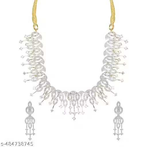 American Diamond Studded Eternal Grace Two-Tone Diamond Look Necklace Set