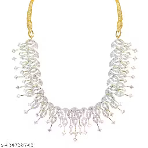 American Diamond Studded Eternal Grace Two-Tone Diamond Look Necklace Set