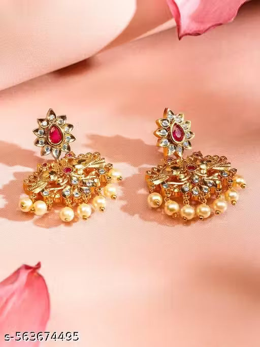 Gold Plated Ruby Pink Jewellery Set 🛍️ swatistore.com