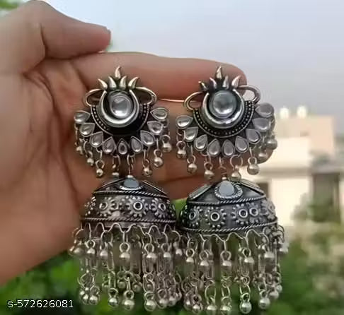 Latest stylish combo pack mirror silver oxidized jewellery
