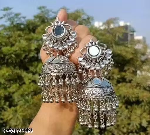 Latest stylish combo pack mirror silver oxidized jewellery