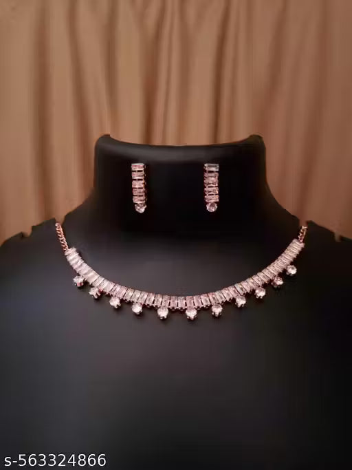 Stylish Necklace With Earrings Casual Partywear Necklace Set For Girl's & Women's