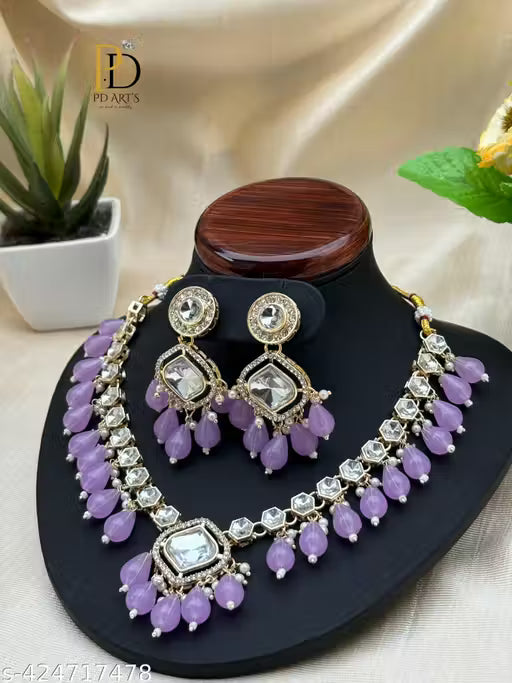 Premium Lavender Colour Choker Necklace Set For Women 🛍️ swatistore.com
