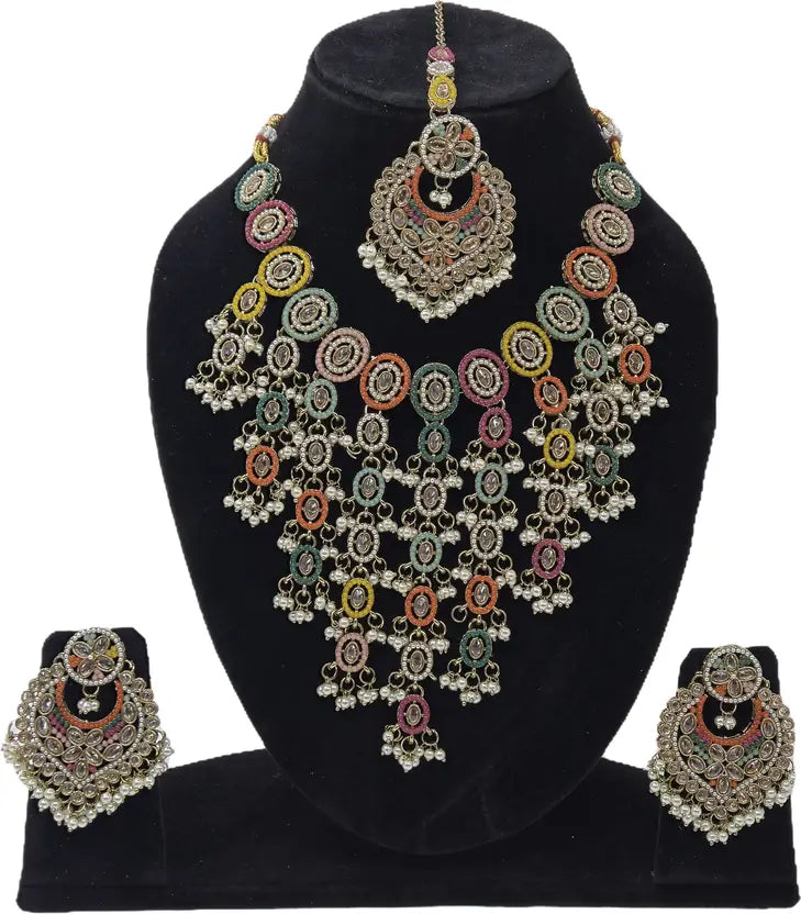 Brass Multicolor Jewel Set  (Pack of 4)