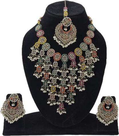 Brass Multicolor Jewel Set  (Pack of 4)