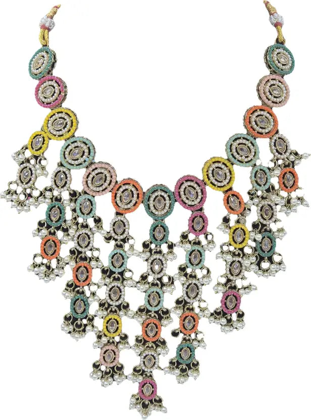 Brass Multicolor Jewel Set  (Pack of 4)