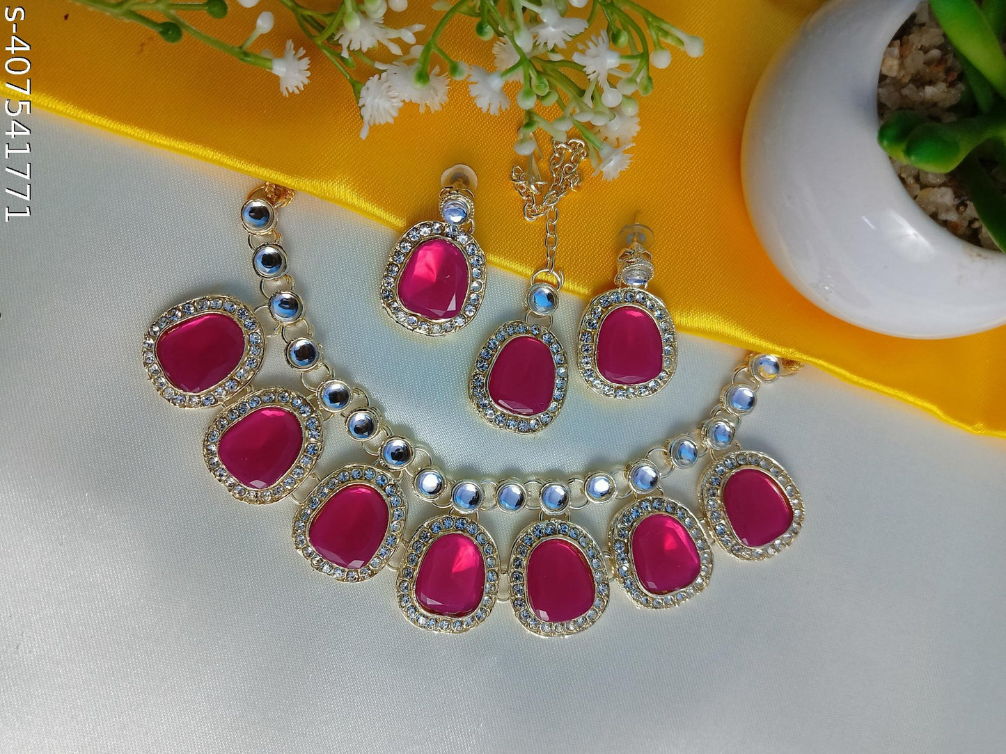 Golden Blossom: Exquisite Kundan Jewellery Set Fully party Wear Set For Stylish Women