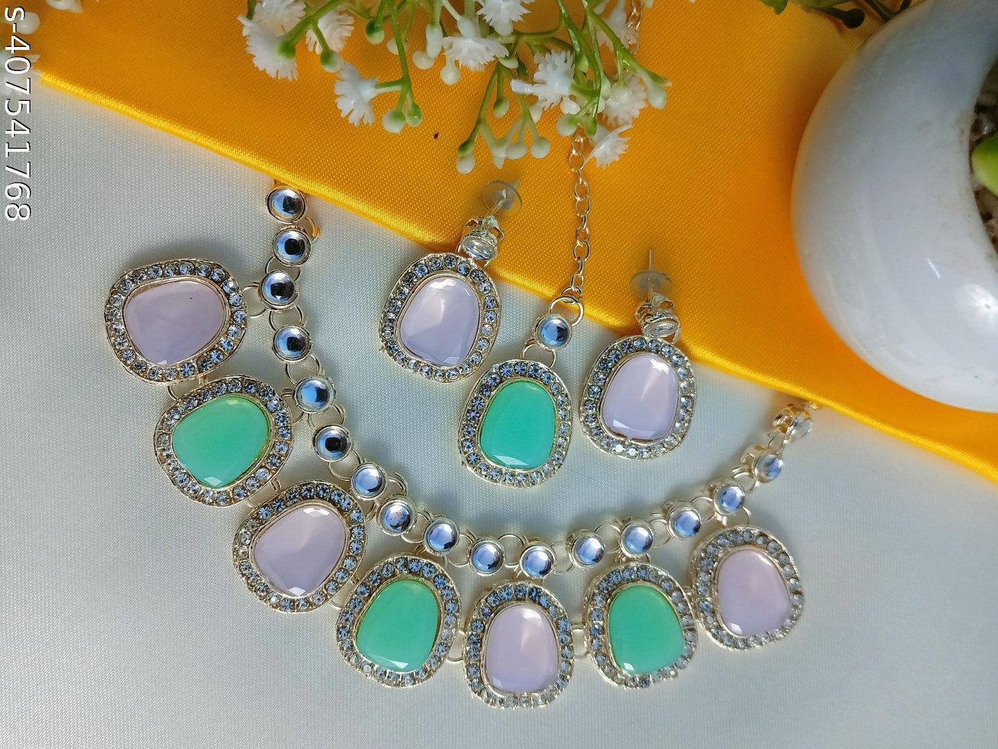 Golden Blossom: Exquisite Kundan Jewellery Set Fully party Wear Set For Stylish Women