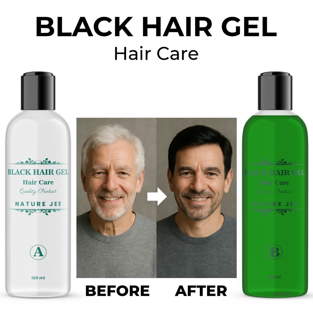 Black Hair Gel 200 ml Pack of 2 mkp0fp-jd