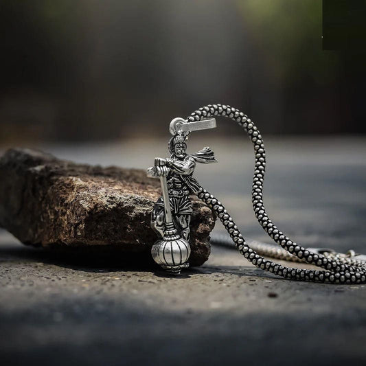 Hanumanji With Gada Silver Pendant Chain mkp0fp-jd