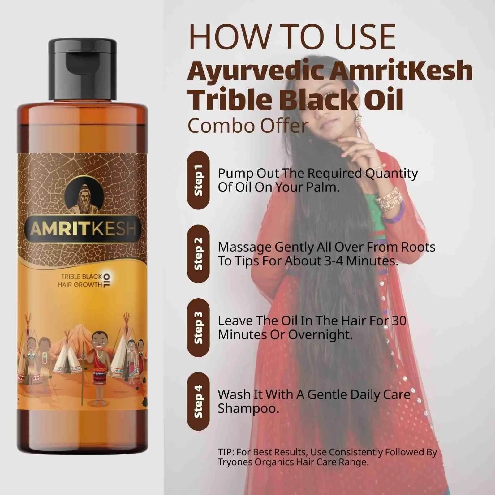 Amritkesh Tribal Black Hair Growth Oil 100ml (Pack of 2) mkp0fp-jd