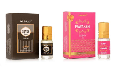 Silver Musk 3ml Attar 1pc. And Fawakeh 3ml Attar 1pc. mkp0fp-jd