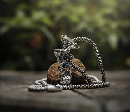Hanumanji With Gada Silver Pendant Chain mkp0fp-jd