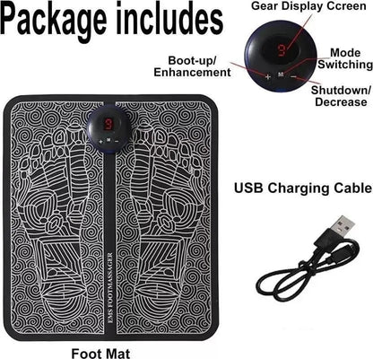 Foot Massager Feet Massage Machine ,Electronic Muscle Stimulator Massage Mat USB Rechargeable Massager (Black) mkp0fp-jd