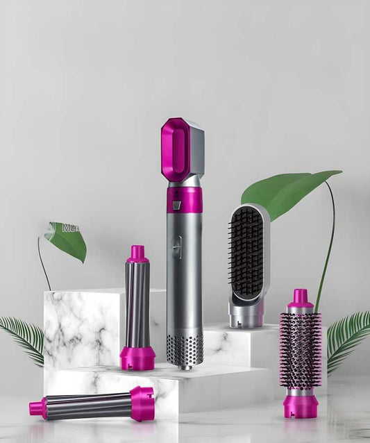 5 in 1 Multifunctional Hair Dryer Styling Tool, Detachable 5-in-1 Multi-Head Hot Air Comb, The Negative Ion Automatic Suction Hair Curler mkp0fp-jd