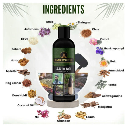Amritkesh Adivasi Shampoo 100ml - Unleash the Power of Nature (Pack of 2) mkp0fp-jd