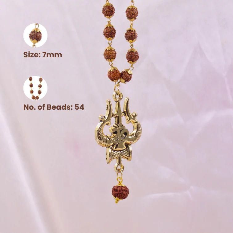 Panchmukhi Rudraksha OM Shiva Trishool Mala mkp0fp-jd