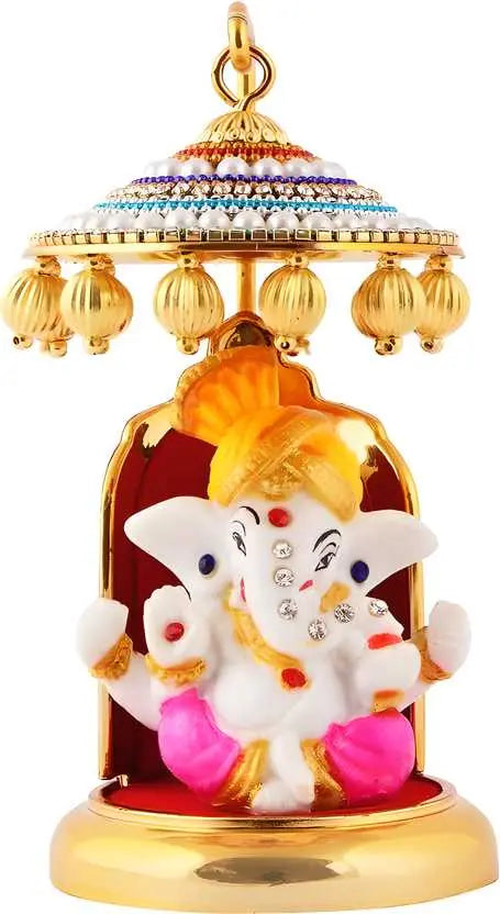 Ganesh Ji Idol Statue for Car Dashboard Showpiece - 6 cm  (Polyresin, Multicolor) mkp0fp-jd