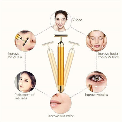 24K Gold Energy Beauty Bar Electric Facial Massage Roller mkp0fp-jd