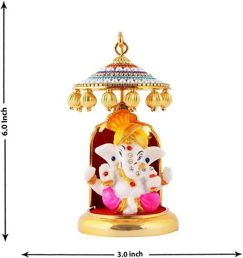 Ganesh Ji Idol Statue for Car Dashboard Showpiece - 6 cm  (Polyresin, Multicolor) mkp0fp-jd