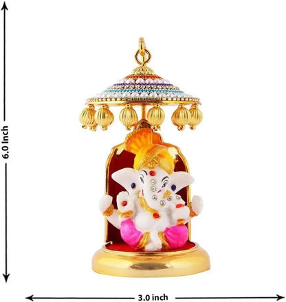 Ganesh Ji Idol Statue for Car Dashboard Showpiece - 6 cm  (Polyresin, Multicolor) mkp0fp-jd