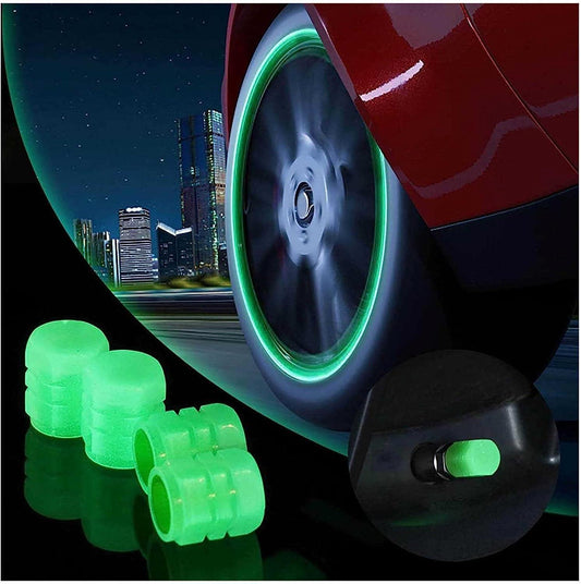 Valve Caps Car/Bike Wheel Tire Rim Air Valve Cap Radium Tyre Air Cover Glow Radium Light Neon (Pack of 4) mkp0fp-jd
