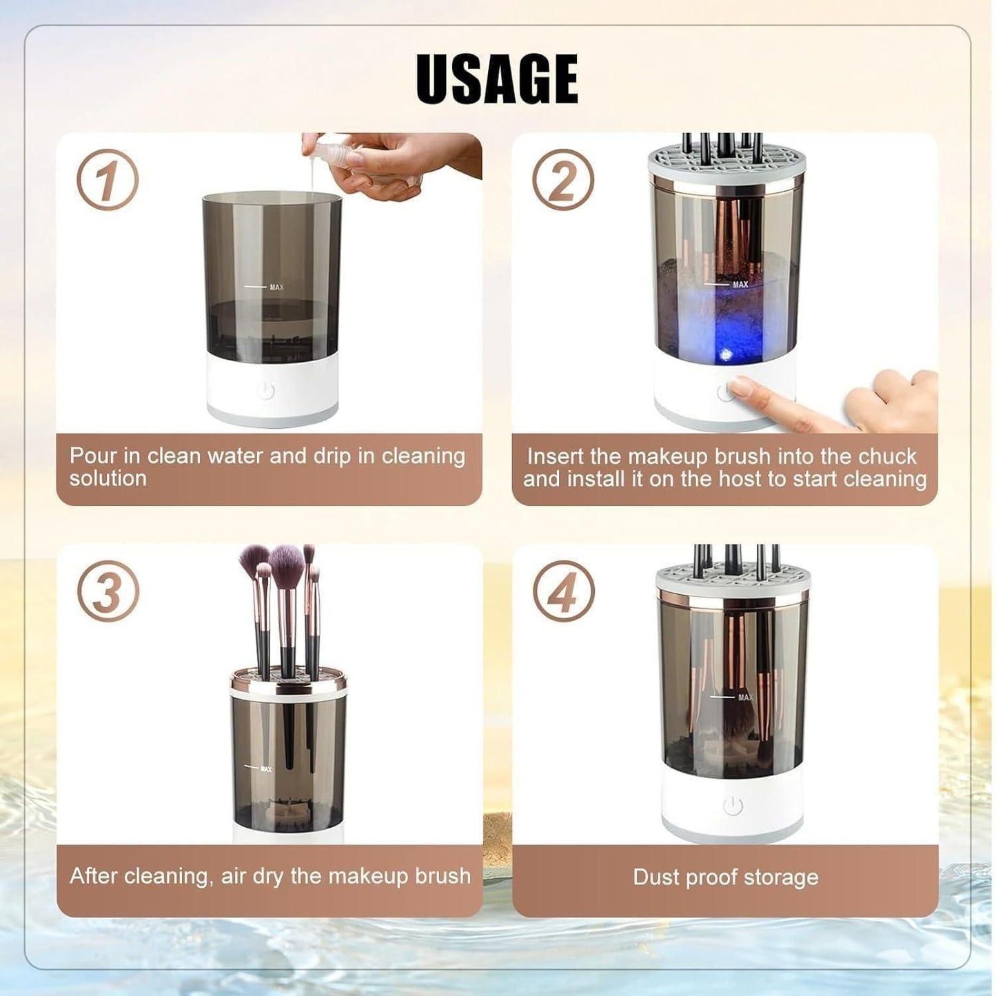 Make Up Brush Cleaner,Electric Brush Cleaner, USB Rechargeable Automatic Deep Cosmetic Cleaning Device mkp0fp-jd