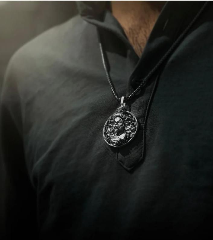 Hanuman Ji Pendant Oxodaised Silver Chain mkp0fp-jd