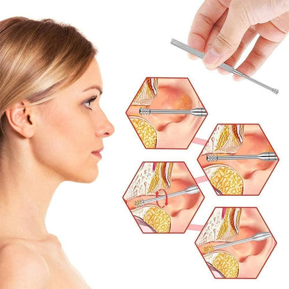 6 Pieces Ear Wax Removal Smooth Stainless Steel Kit mkp0fp-jd
