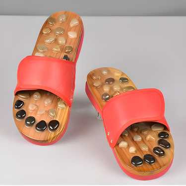 Acupressure Natural Stone Slippers (Red) mkp0fp-jd