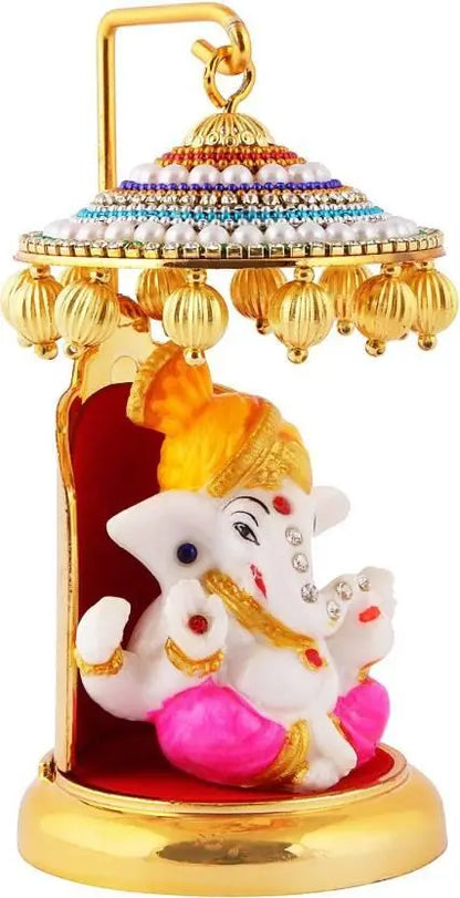 Ganesh Ji Idol Statue for Car Dashboard Showpiece - 6 cm  (Polyresin, Multicolor) mkp0fp-jd