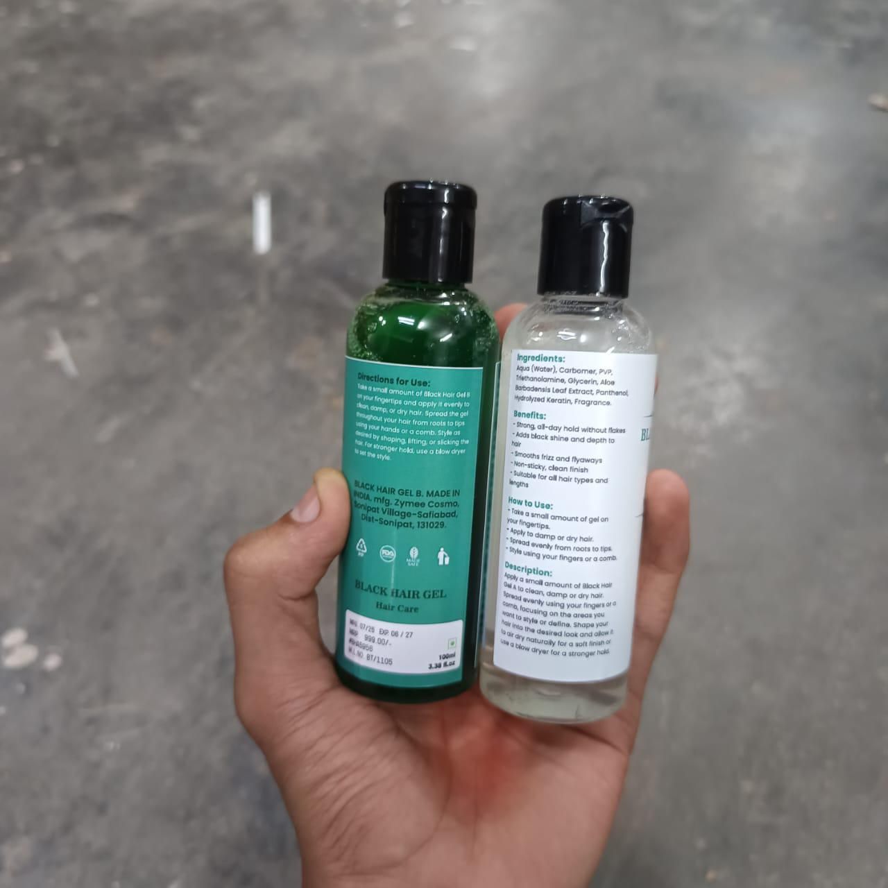 Black Hair Gel 200 ml Pack of 2 mkp0fp-jd