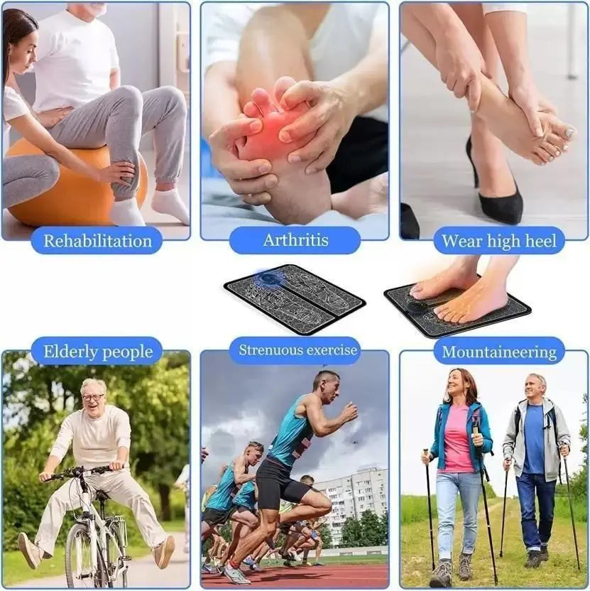 Foot Massager Feet Massage Machine ,Electronic Muscle Stimulator Massage Mat USB Rechargeable Massager (Black) mkp0fp-jd