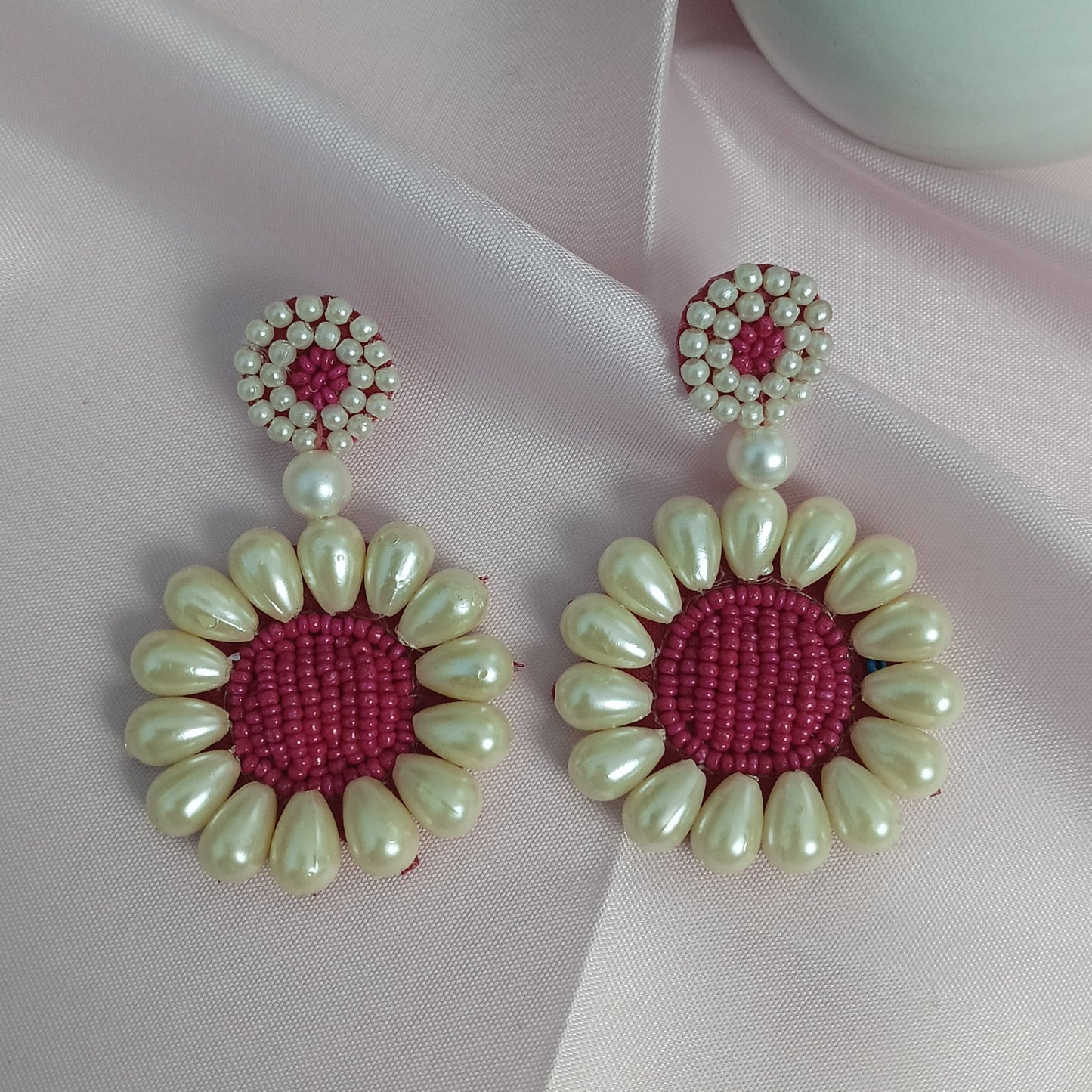 Elegant FLAWER Handmade Earring glass beaded work