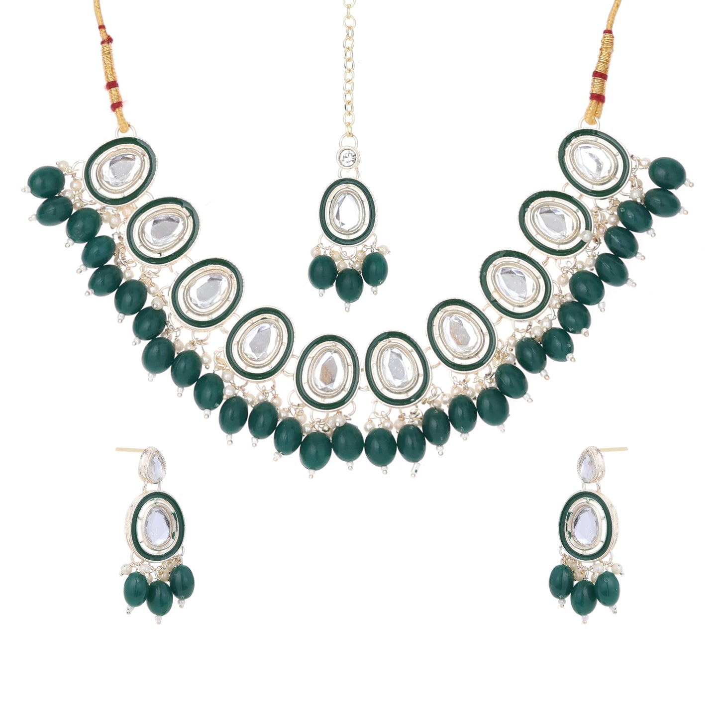 Bridal Choker Necklace & Earrings Set for Women and Girls Embellished with Kundan & Pearl