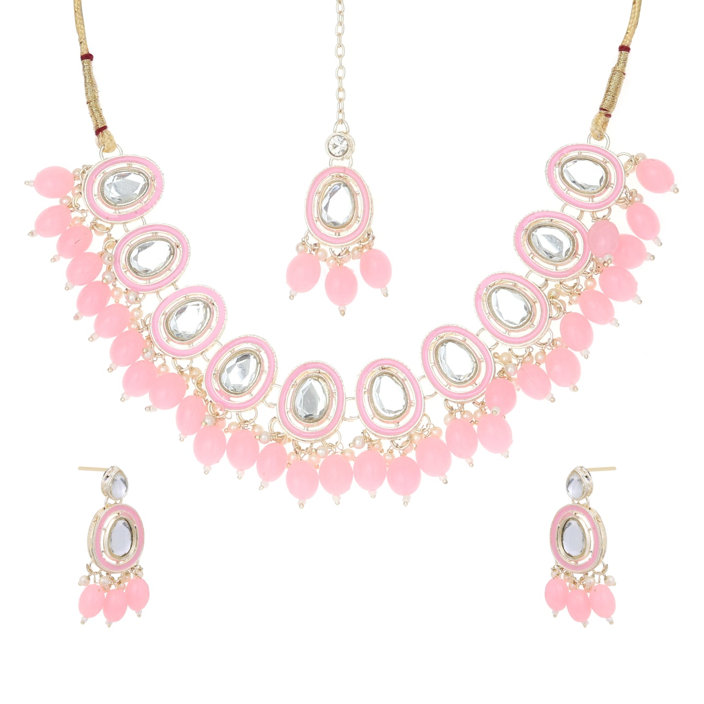 Bridal Choker Necklace & Earrings Set for Women and Girls Embellished with Kundan & Pearl