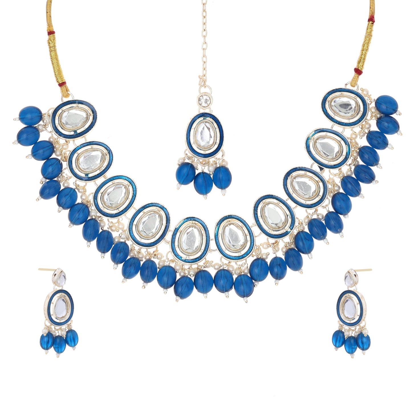 Bridal Choker Necklace & Earrings Set for Women and Girls Embellished with Kundan & Pearl