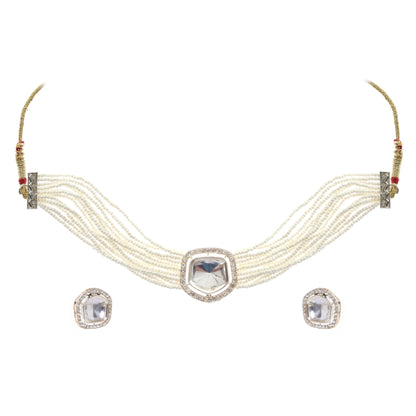 Gleaming Small Pearls Unique Jewellery Set