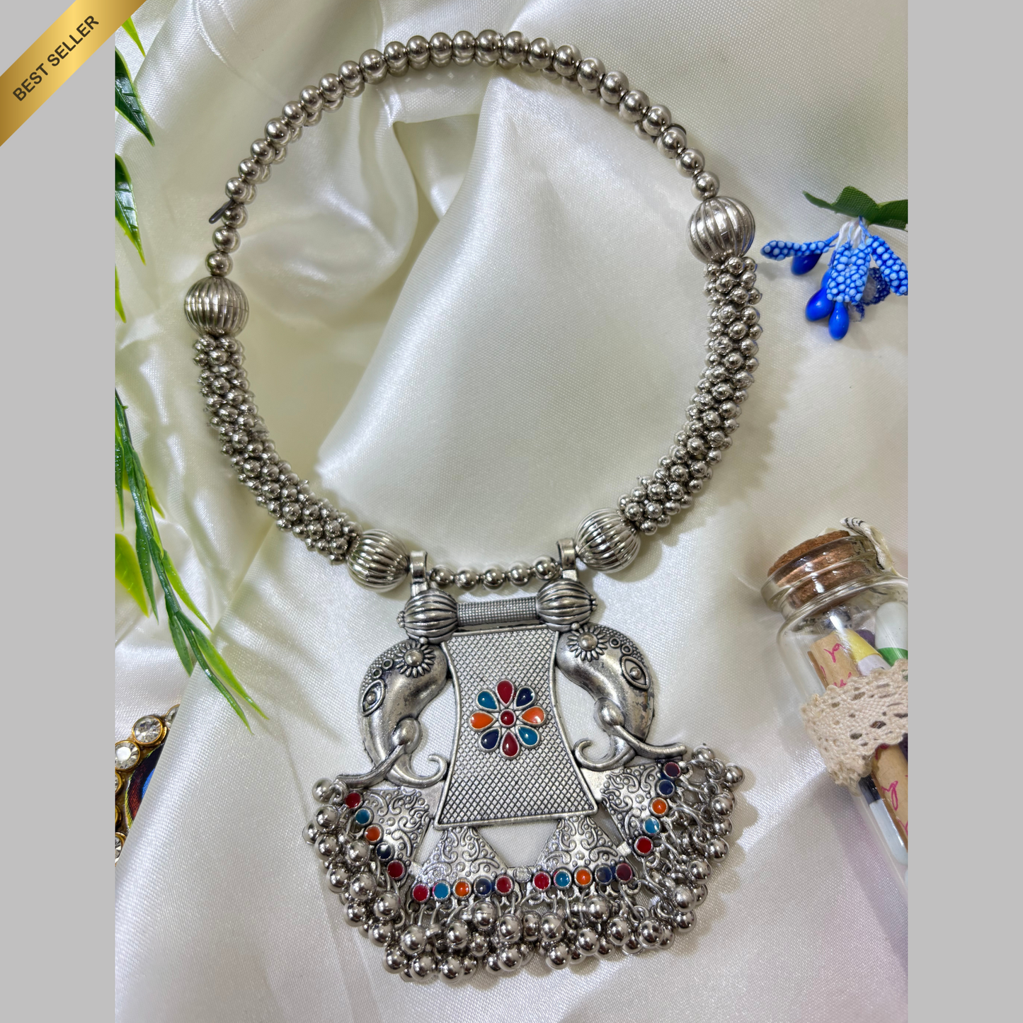 VINTAGE LOOK SILVER REPLICA EKDANTAYA PENDANT