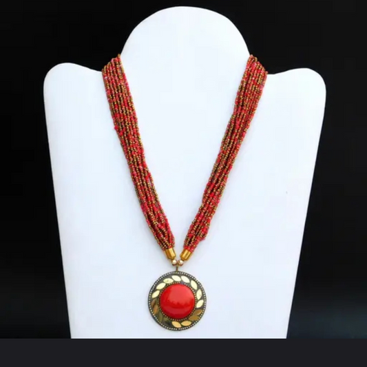 Ethnic Tribal Beads Multistrand Glass Necklace