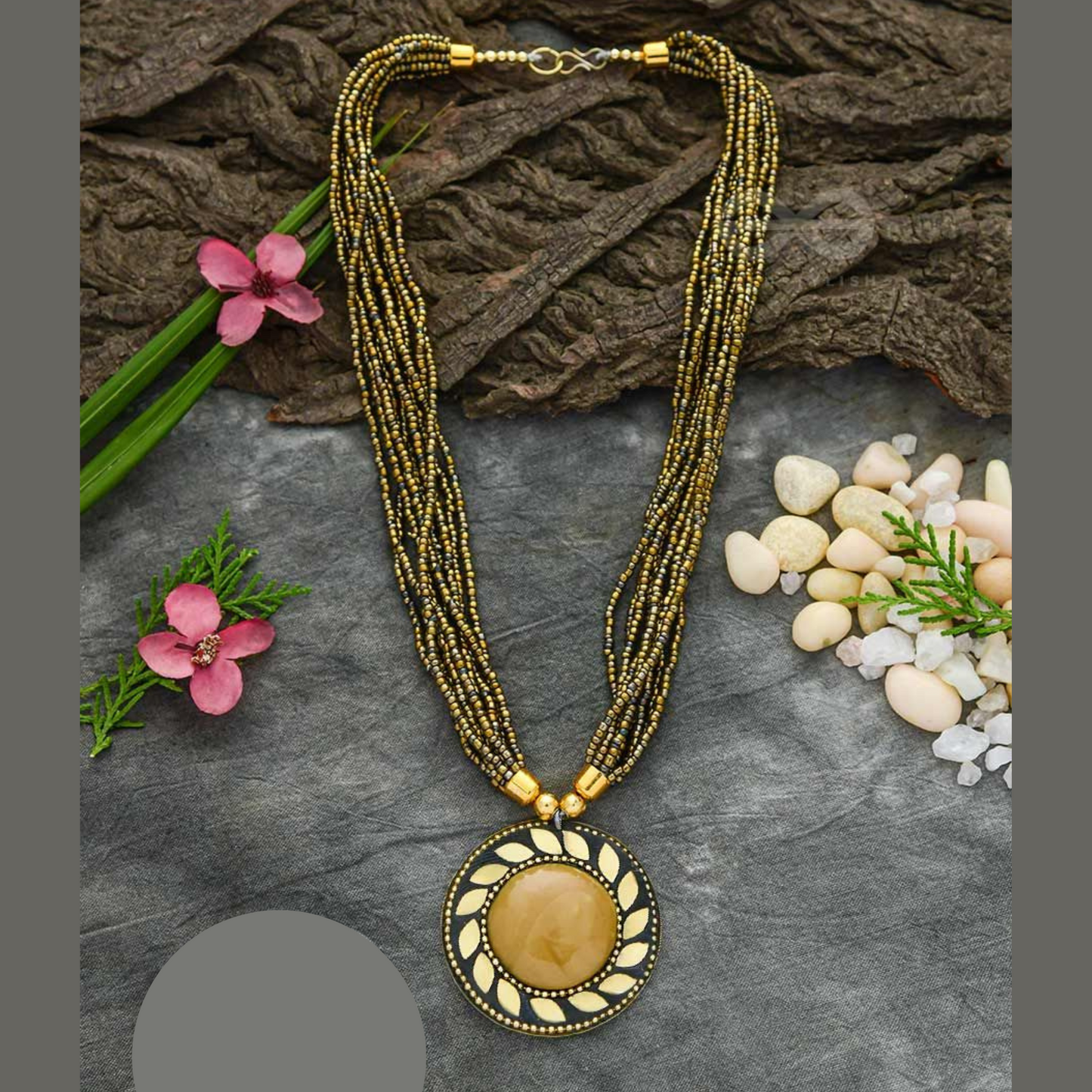 Ethnic Tribal Beads Multistrand Glass Necklace