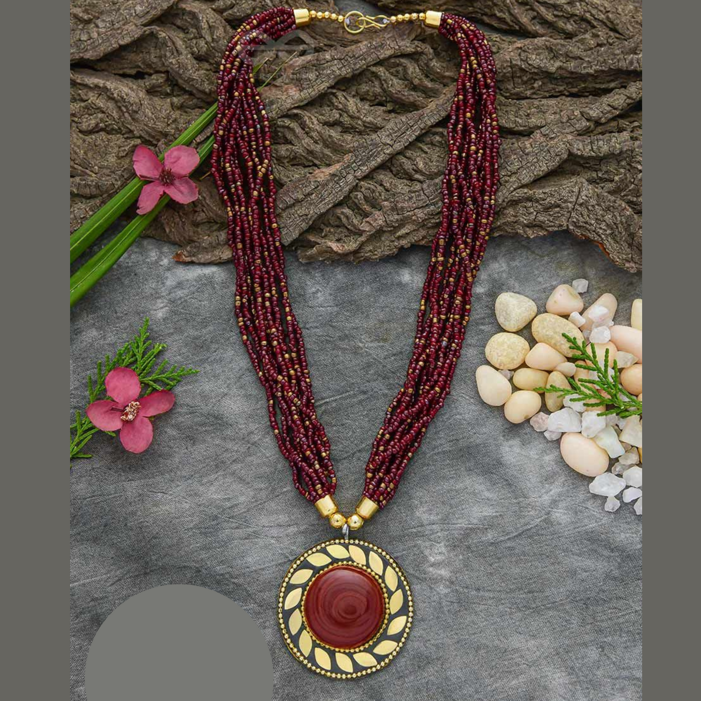Ethnic Tribal Beads Multistrand Glass Necklace