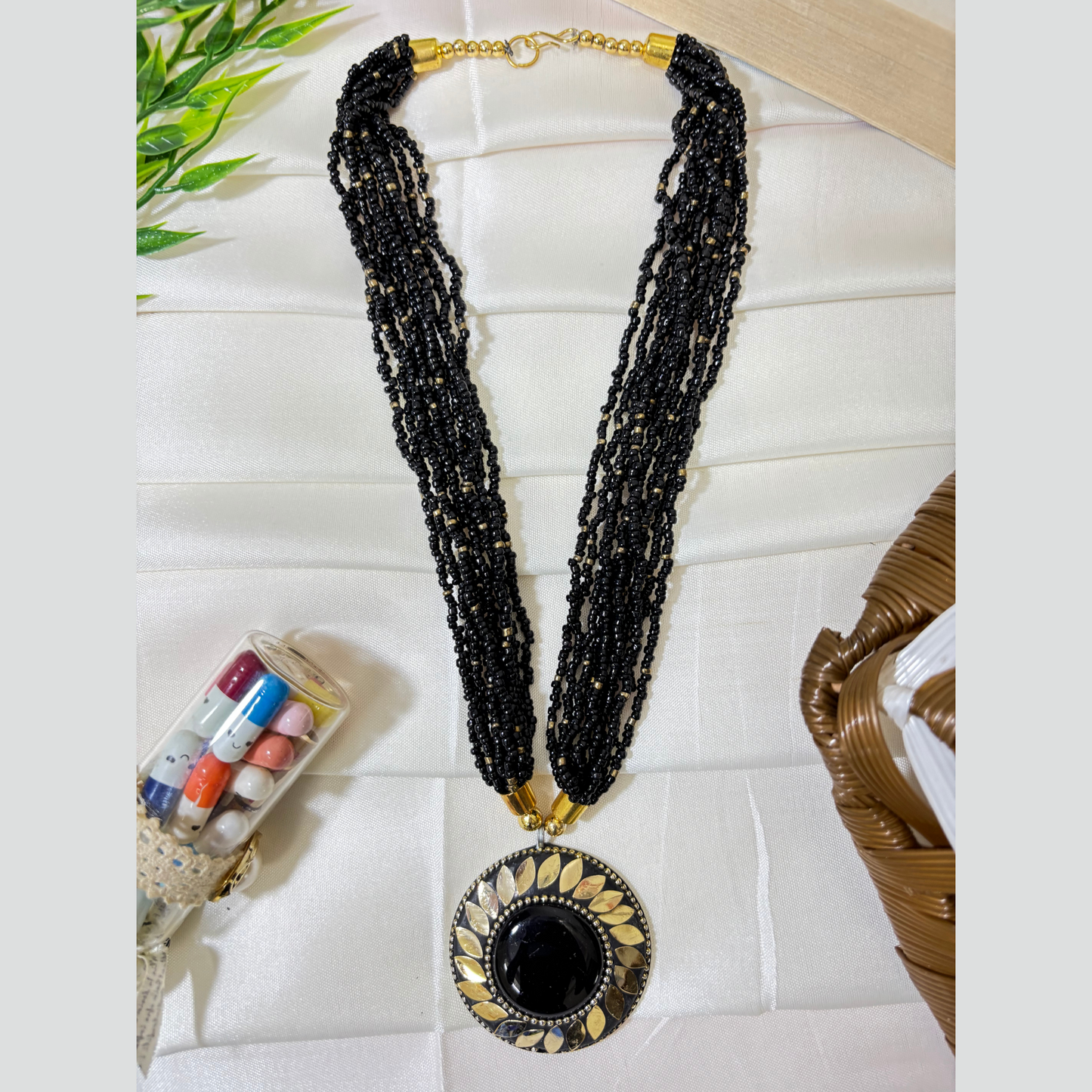 Ethnic Tribal Beads Multistrand Glass Necklace