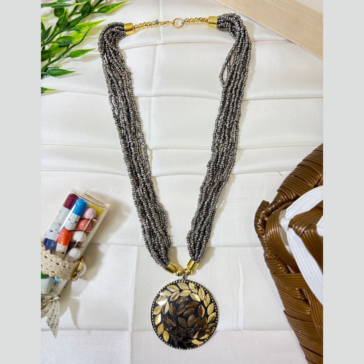 Ethnic Tribal Beads Multistrand Glass Necklace