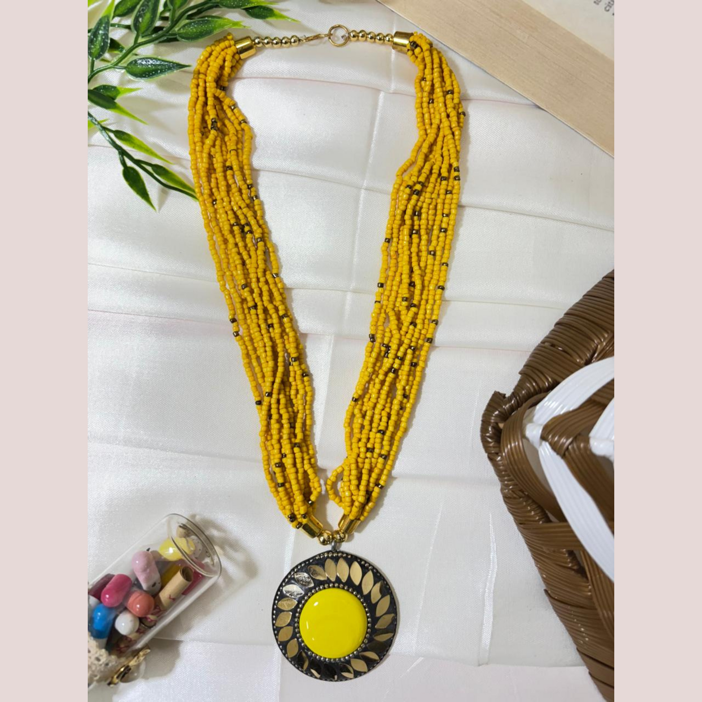 Ethnic Tribal Beads Multistrand Glass Necklace