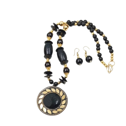 Rajasthani-Tibetan Style Jewelry Pendant Necklace Set for Girls and Women